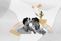 Gay couple kissing background, LGBTQ community 