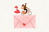 Cute wedding invitation background, love letter illustration