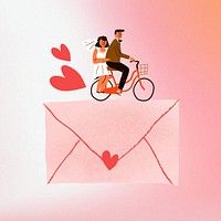 Cute wedding invitation, love letter illustration