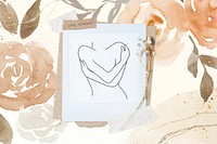 Self-love line art background, woman's body illustration