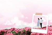 Aesthetic couple dreamscape background, pink sky