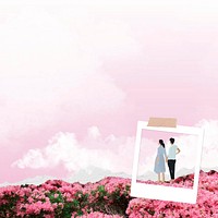 Aesthetic couple dreamscape background, pink sky