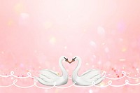 Sparkly love swans background, Valentine's Day border