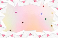 Love letter frame background, pink aesthetic design