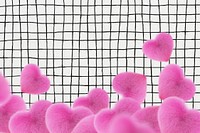 Distorted grid pattern background, furry hearts border