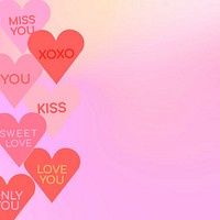 Aesthetic pink gradient background, pink hearts border