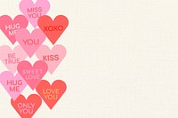 Aesthetic beige background, pink hearts border