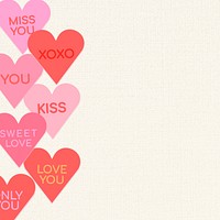 Aesthetic beige background, pink hearts border