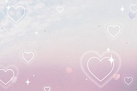 Aesthetic sky background, cute hearts graphic