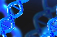 3D blue science background, DNA double helix remix