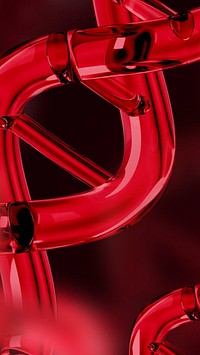 3D red DNA mobile wallpaper, science remix