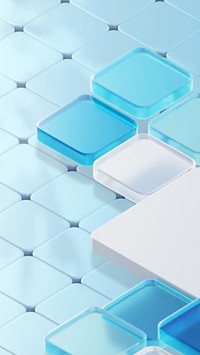 Blue square pattern mobile wallpaper, digital remix