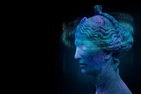 Futuristic Greek woman sculpture background