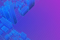 Gradient smart city background, wireframe building digital remix