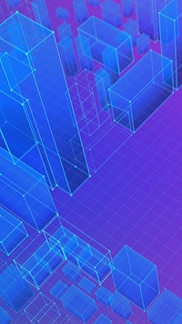 Gradient wireframe building mobile wallpaper, digital remix