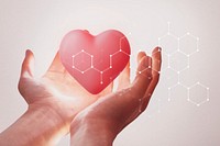 Hand holding heart, healthcare concept, digital remix