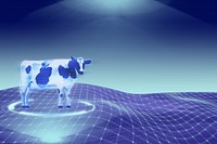 Cow in futuristic smart farming design, digital remix