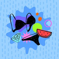 Summer bikini background, cute doodle graphic