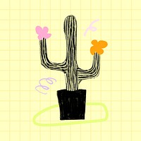 Cute cactus doodle, desert plant