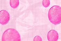 Pink floating balloons background, party border