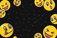 Black smiling emoticons background, facial expressions