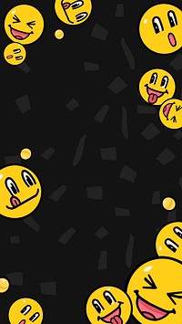 Black smiling emoticons phone wallpaper, facial expressions background