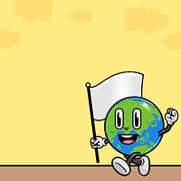 Green globe border background, environment cartoon