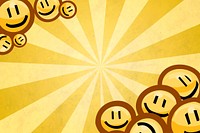 Yellow smiling emoticons background, facial expressions illustration