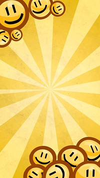 Yellow smiling emoticons phone wallpaper, facial expressions background