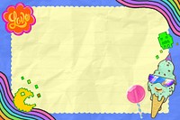 Colorful ice-cream frame background, funky cartoon