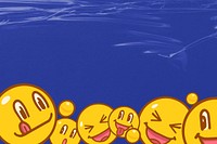 Blue smiling emoticons background, facial expressions