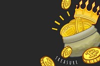 Treasure money bag background, black design