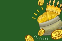 Treasure money bag background, green design