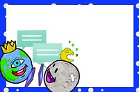Global communication cartoon frame background, blue design