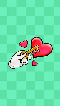 Key to heart mobile wallpaper, love cartoon background