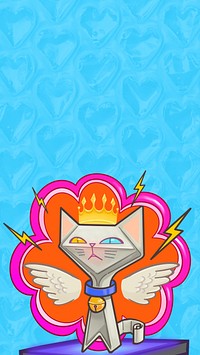 Gaming technology mobile wallpaper, AR cat character illustration