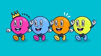 Colorful bubbles waving desktop wallpaper, cute cartoon background