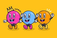 Colorful bubbles waving background, cute cartoon