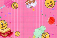 Funky food lover background, pink grid design