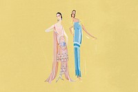 Women's vintage fashion background, yellow design, remixed by rawpixel