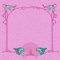Pink ornament frame background, leafy patterned design, remixed by rawpixel