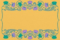 Vintage floral frame background, yellow ornamental design, remixed by rawpixel