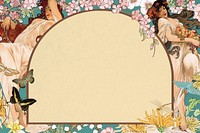 Vintage flower frame background, goddess illustrations, remixed from the artwork of Alphonse Mucha