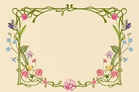 Beige background, floral frame drawing design, remixed by rawpixel