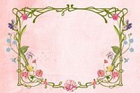 Floral frame, pink textured background design, remixed by rawpixel