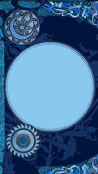 Art nouveau frame phone wallpaper, blue celestial background