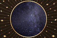 Celestial astrology frame background, brown galaxy aesthetic