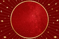 Celestial astrology frame background, red galaxy aesthetic