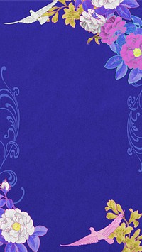 Natural blue iPhone wallpaper, floral illustration, remixed by rawpixel