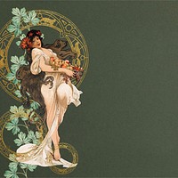 Vintage floral woman background, remixed from the artwork of Alphonse Mucha